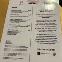Wraps menu  at Old Fire Station x Damascus Rose Kitchen in Oxford