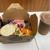 Cauliflower bowl and chocolate smoothy  at Kupfert & Kim - Financial District in Toronto