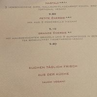 Menu  at Café Soleil in Aachen