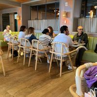 Some inside seating at abcV - Tin Building - temporarily closed in New York City