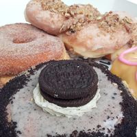 Oreo, Cinnamon, Daisy (jam) and Maple Pecan Twist at WhoCult Coffee + Donuts in Newport