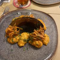 Zucca al forno con carote caramellate e purea di carota   at La Deutsche Vita in Turin