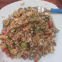Vegan chaufa (rice, fried veg, ginger, soy sauce) at Bepis in Copacabana