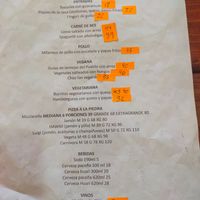 Menu at Bepis in Copacabana