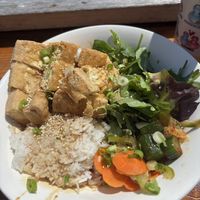 daily rice bowl with teriyaki tofu  at The West Side Kitchen in Orcas Island