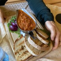 Zacusca with bread  at Cabana Bâlea Lac in Sibiu