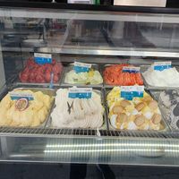 Backrow left to right:wild berries,pineapple,strawberry,lemon.Front row left passion fruit at Sapori Di Gelato - Gelataria Artesanal in Albufeira