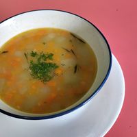 Menu soup at La Parada Saludable Café in Bogota