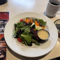 Vegan chili and salad, black coffee.   at Mel's Drive-In - 4th & Mission in San Francisco