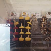 Vegan fruit ice lollies dipped in chocolate at Llagurt in Girona
