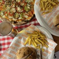 Vegan pizza and vegan burger  at Franco's Pizza in Antalya