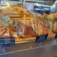 Clearly marked options at Spitiko Bakery in Thessaloniki