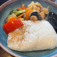 No 8 with veg and sticky rice   at Darlings of Settle in Settle