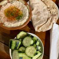 Baba ghanoush with pita bread & cucumber  at Pita Kabob in Visalia