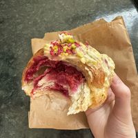 Raspberry and pistachio croissant #Veganuary at Rise Bakehouse in Stockton On Tees