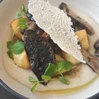 Mushroom Medley - mushrooms, crispy potato on parsnip at For Change Cafe in Bellfield