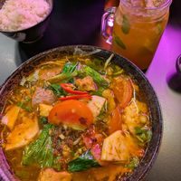 Spicy noodle soup and peach ice tea at An Lac in Flensburg