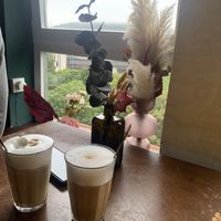 Latte macchiato with oat milk  at Damals Hinterm Mond in Marburg