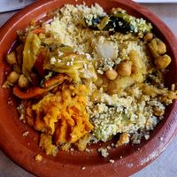 Cous cous con verduras y garbanzos at Flamenkana in Jerez