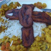 Chickpea and pumpkin curry with fried banana at Flamenkana in Jerez