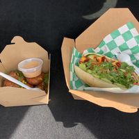 Bahn Mi, smashed red potatoes, mint iced tea.  at Edgy Vegy in Buffalo