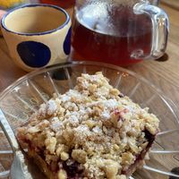 Berry crumble and coffee    at Plan in Poznan