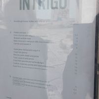 menu at Intrigo in Porto
