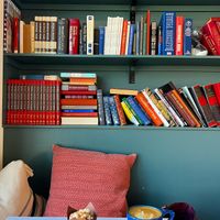 Vegan muffin and latte, interior back wall  at Sparrow Coffee in Saskatoon