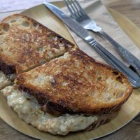 Tuna chickpea melt at Three of Cups in Glasgow