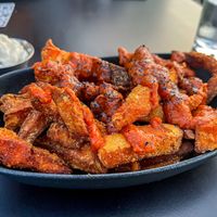 Sweet potato fries with vegan aioli  at Badal Corner - Carrer Gremi d'Hortolans in Mallorca