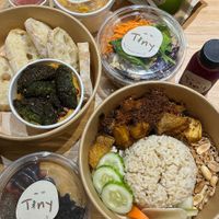 Hummus with falafels , Nasi berempah was insane ! soba salad and overnights oats was was discontinued😒 at Tiny Food Cafe in Kuala Lumpur