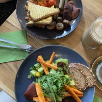 Vegan English breakfast & salad  at Forest Park in Leipzig