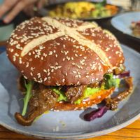 Pulled mushroom sandwich at Forest Park in Leipzig