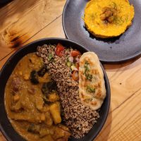 Quinoa curry with naan + hummus  at Ayaso in Marrakech