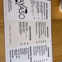 Menu  at Ayaso in Marrakech