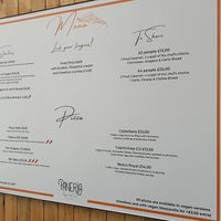 Menu at Paneria in North London