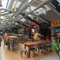 Food court seating at Paneria in North London