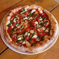 Vegan pizza with porcini mushrooms at Paneria in North London