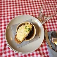 French onion soup at La Petite Véganerie - Brasserie in Berlin