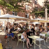 Seating at Walther Bistrobar Buvette in Basel