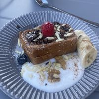 Banana bread with coconut yogurt   at Café Max in Garmisch Partenkirchen