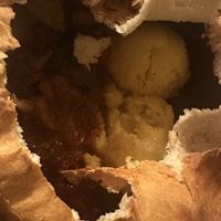 Vegan mushroom stew with polenta and pita  at Vlahia Inn in Moieciu De Sus