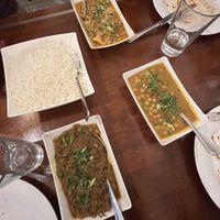 baigan bhartha, Chana masala, aloo bodi tama  at Kantipur Cafe in Cambridge