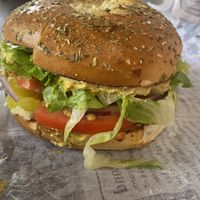 Build your own with hummus and veggies on a Tuscan bagel  at Schmagel's Bagels in St Augustine