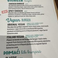 Menu  at Submarine Burger - Centar in Split