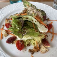 Vegan salad with figs  at Can Martí Restaurant in Tarragona