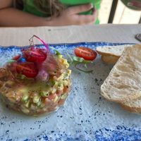 Tomato & avocado timbale  at Can Martí Restaurant in Tarragona