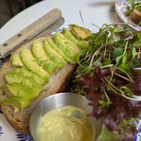 Avocado on toast (not sure about the dip may have mayo) at Pausa Coffee And Brunch in Koh Yao Noi