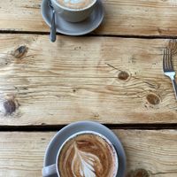 Vegan cappuccino and chai latte   at The Green Rocket Cafe in Bath