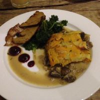 Seitan Medallions - with an awesome pumpkin gratin at The Green Rocket Cafe in Bath
